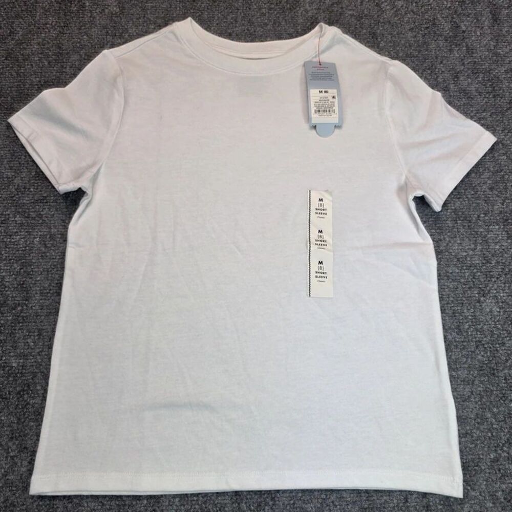 White Classic Crew Neck Short Sleeve T-Shirt Size 8